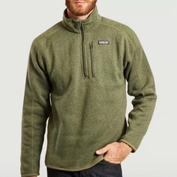 Patagonia Men's Better Sweater 1/4 Zip Olive Green Size L - Picture 3 of 9